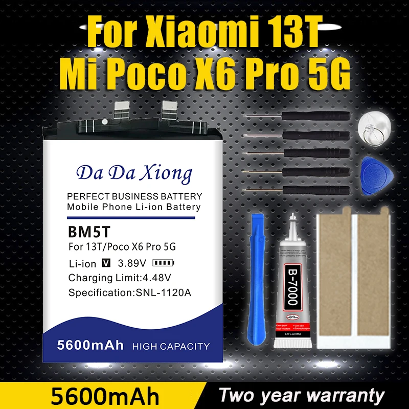 100% New 5600mAh Battery BM5T For XIAOMI 13T/Poco X6 Pro 5G Battery + Free Tools