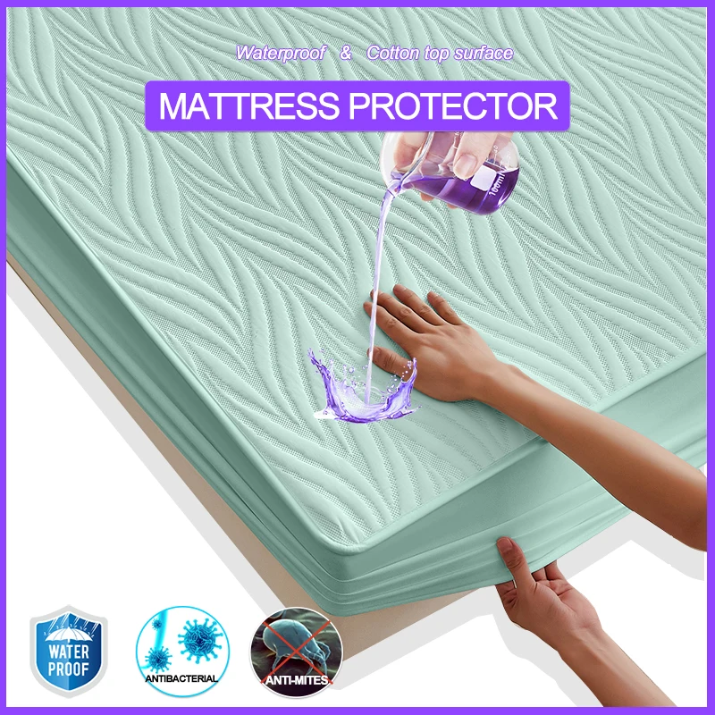 Waterproof Thicken Mattress Cover Breathable Mattress Protector Durable Fitted Sheet Skin-Friendly Antibacterial Hypoallergenic
