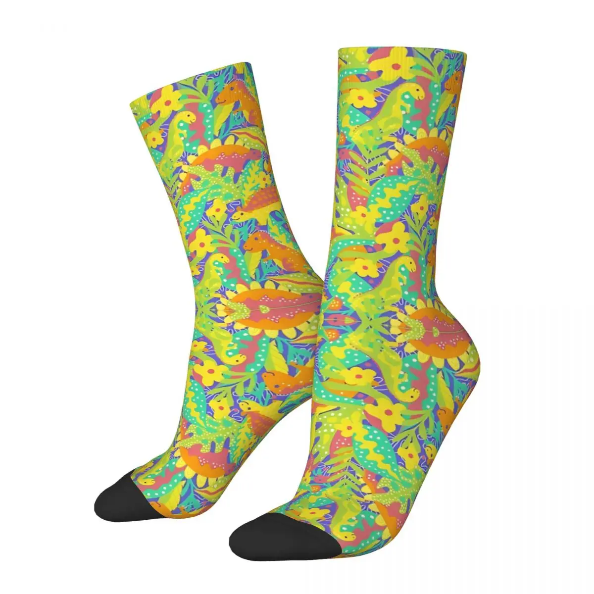 Bright Dinosaurs Stockings Design Retro Socks Spring Non Slip Socks Men's Outdoor Soft Breathable Socks