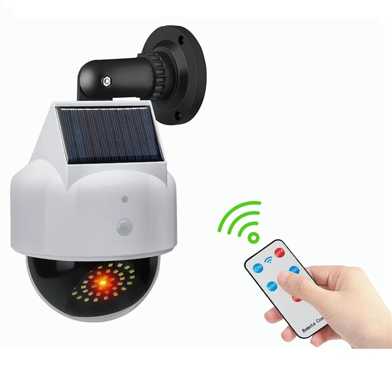 Simulation Camera Solar Flood Light With Motion Sensor Remote Control Waterproof LED Bright Security Lights, Durable