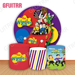 The Wiggles Round Photo Backdrop Baby Shower Cylinder Covers Kids Birthday Party Decoration Circle Background Photo Props