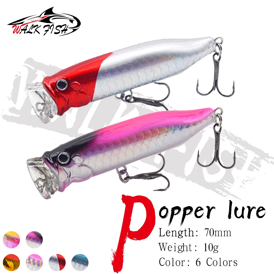 WALK FISH Popper Lure 7cm 10g Topwater Bait Wave Simulation Fishing Artificial Hard Bait Wobblers Surface Lures Fishing Tackle