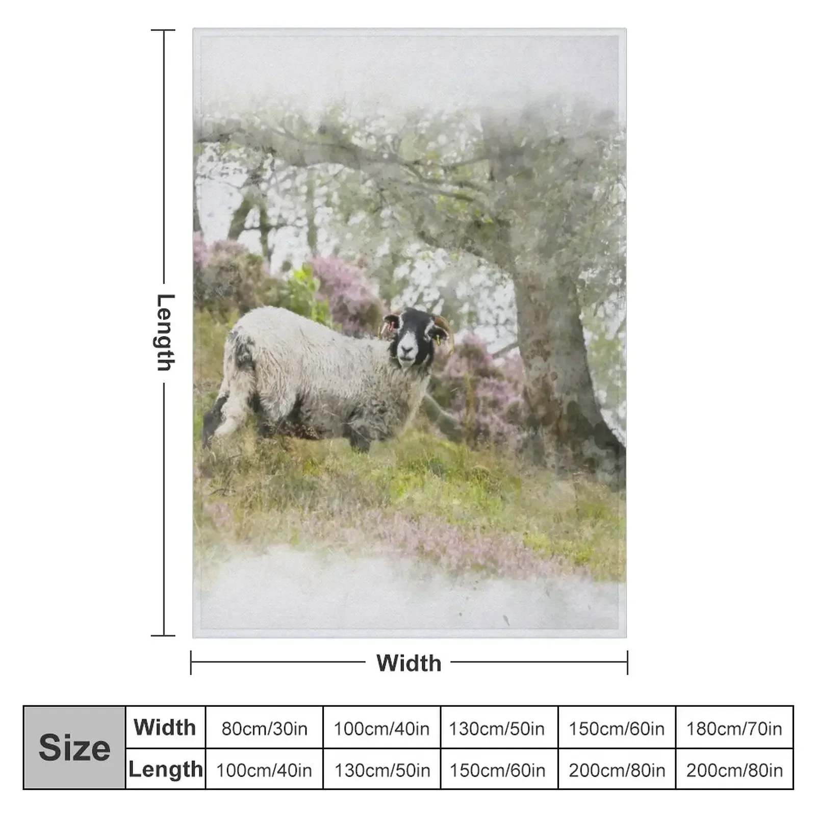 Swaledale Sheep on Stanton Moor Watercolour Photograph Throw Blanket Bed linens Thins Softest Soft Beds Blankets