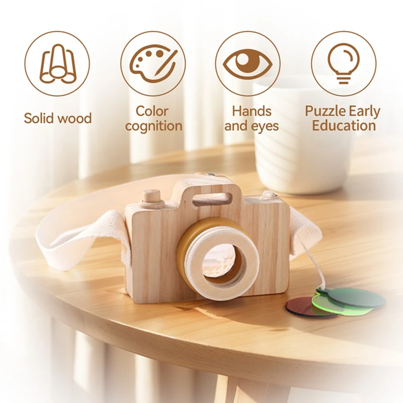 Baby Wooden Montessori Toy Camera Kaleidoscope Toy Children Color Cognitive Toy Learning Early Educational Game Birthday Gifts