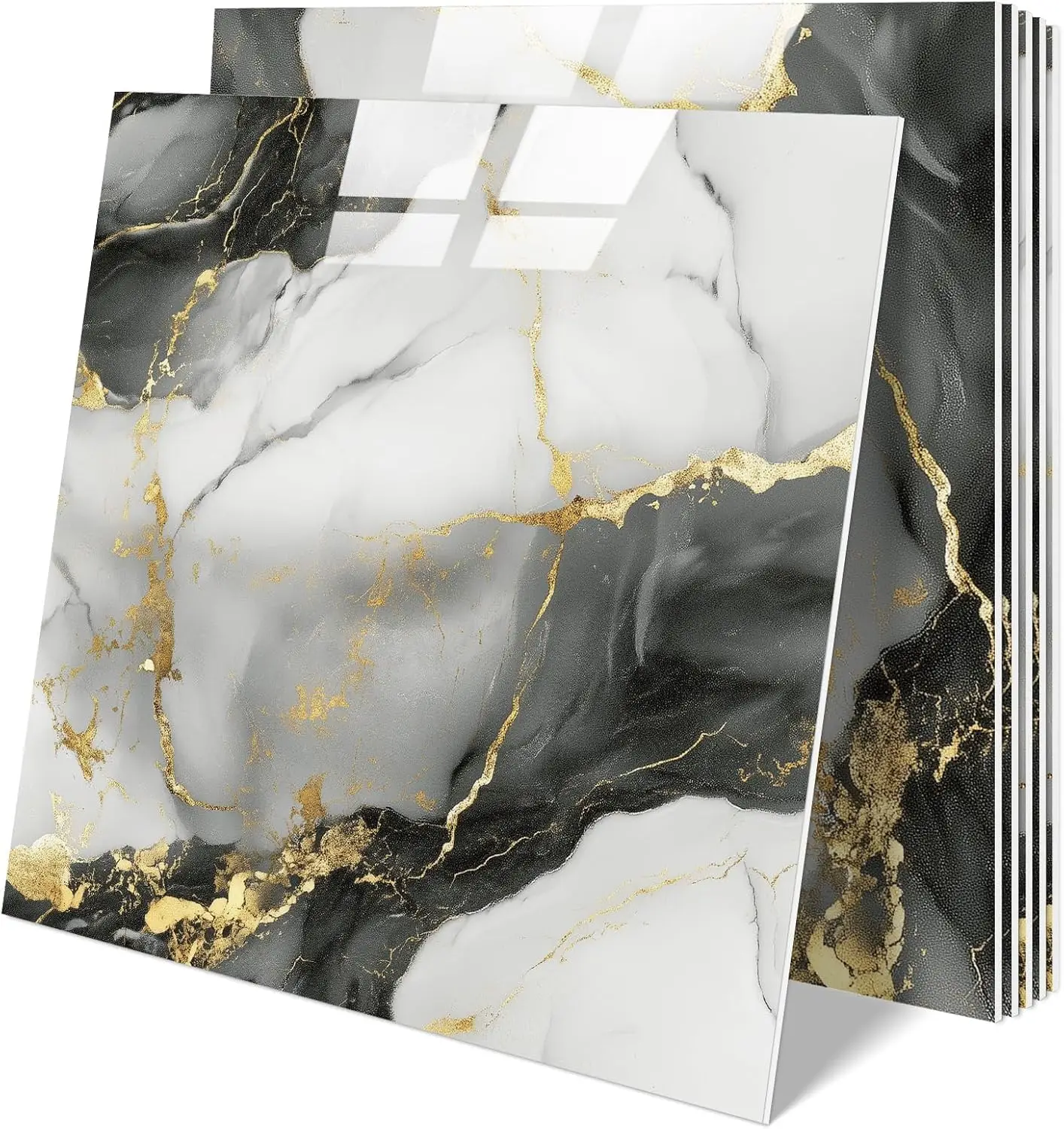 

10 Sheets Marble Peel and Stick Backsplash Tile, 12"x12" Waterproof PVC Self Adhesive Tile Shower Wall Panels for Bathroom, Kitc
