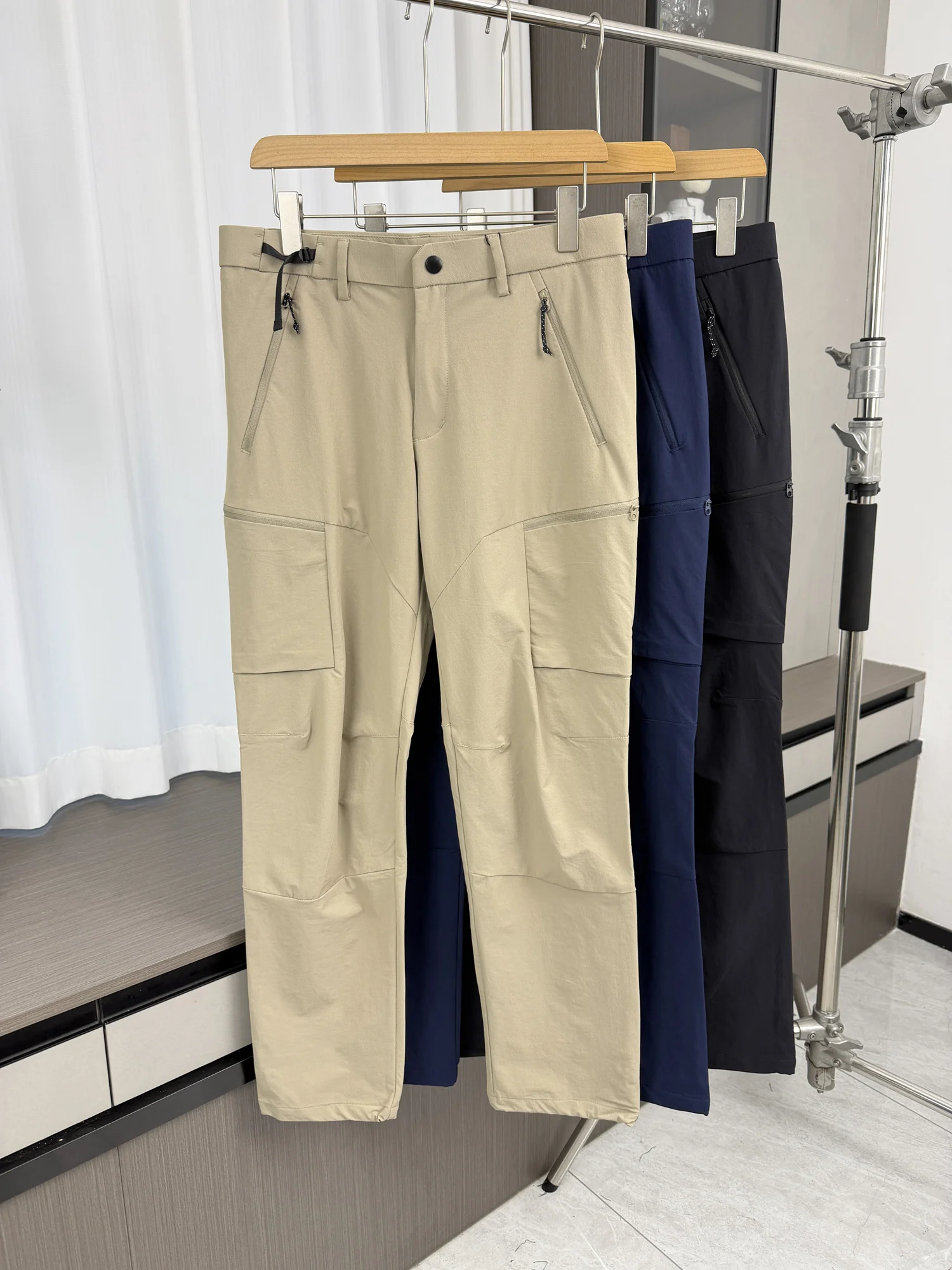

Outdoor Men's Casual Pants 3D Tailored Wear Resistant Knee up Hiking Trousers Spring Seasonal Loose Fit Straight Leg Jeans