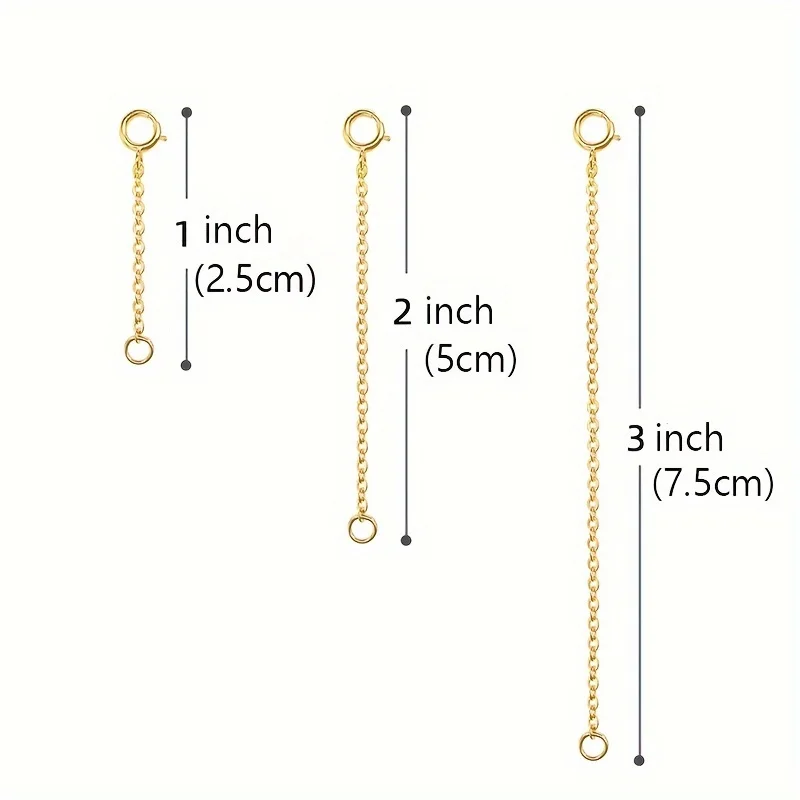 3Pcs Spring Clasp Extension Chains Adjustable Tail Extender For Necklace Bracelet DIY Jewelry Making Accessories - view 5