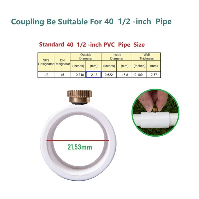 WORTHOWN-20Pcs sistema de nebulización de boquilla de niebla de PVC de 1/2 pulgadas para Patio al aire libre acoplamiento de señor sección dividida de PVC con boquilla de niebla