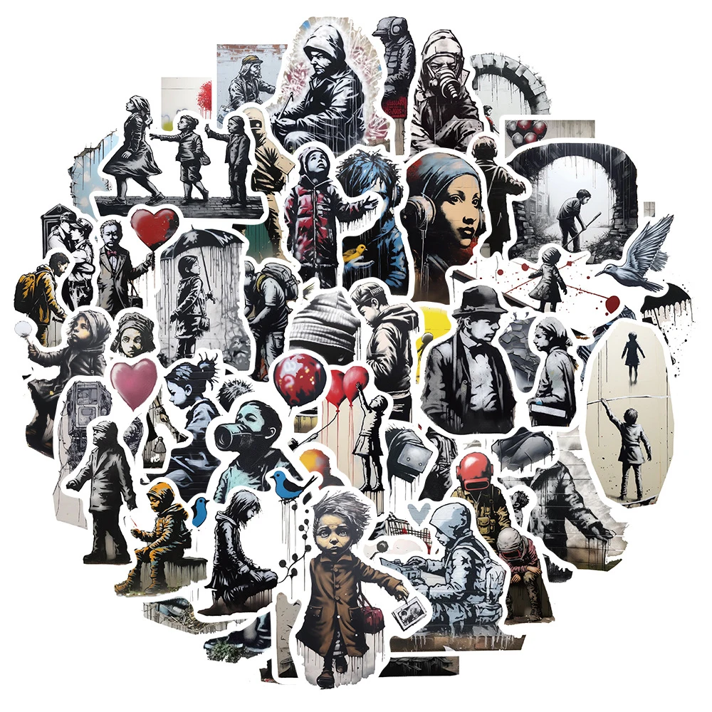 10/30/50PCS Cartoon Banksy Street Art Graffiti Stickers Aesthetic DIY Skateboard Phone Fridge Bike Cool Decoration Sticker Toys