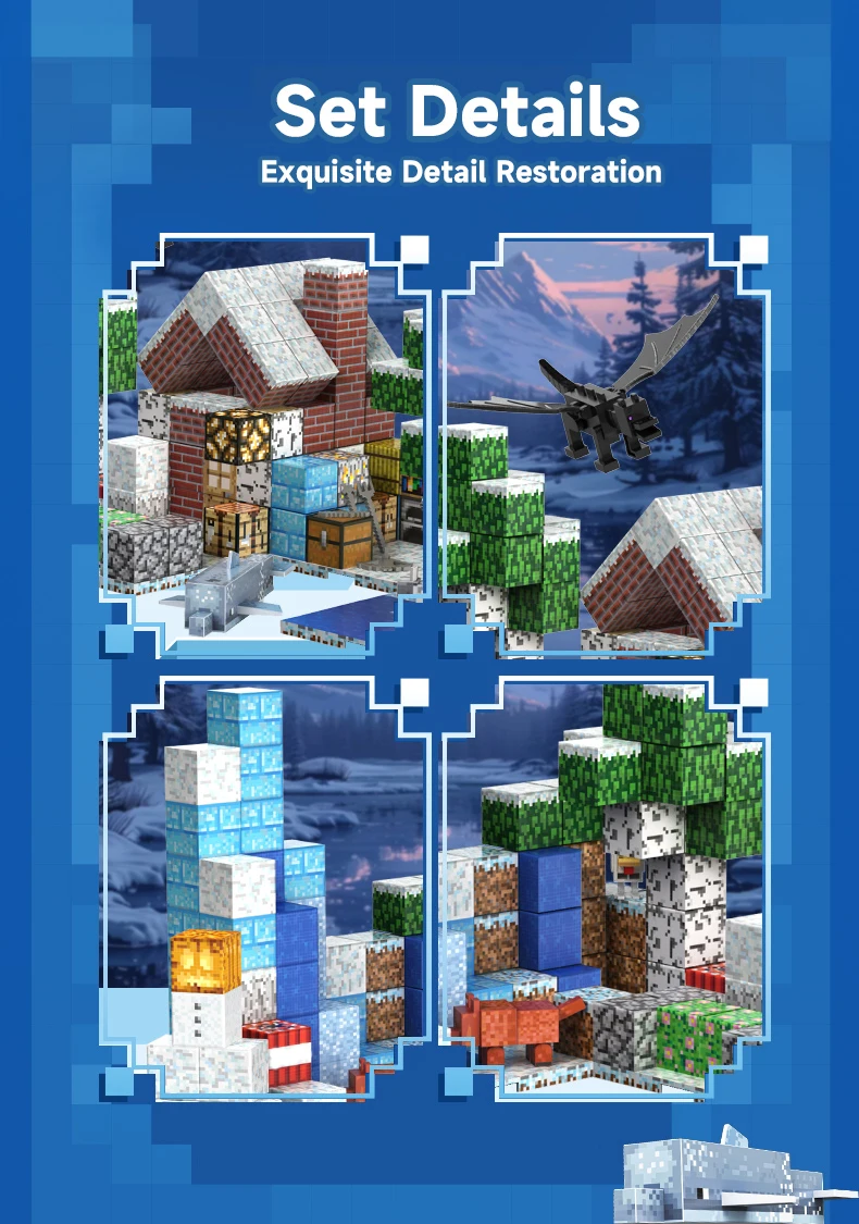 Ice and snow world magnetic toys, children's DIY educational puzzle toys, building blocks help develop imagination