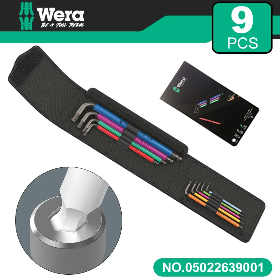 

Wera NO.05022639001 9 Pieces 950/9 Hex-Plus Multicolour Imperial L-key Set for Hexagonal Socket Screws Hex Wrench