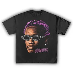 Young Thug Thugger American Rapper Cotton T-shirt Women Unisex Fans Essentials Short Sleeve Retro Tops Summer Vintage Print Tees