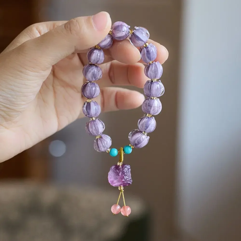 Hangzhou Mushan Purple Bracelet Glaze White Ice Lotus Charns HandString Lanling Rouge Snow Powder Lotus Hydrangea Lotus Beads