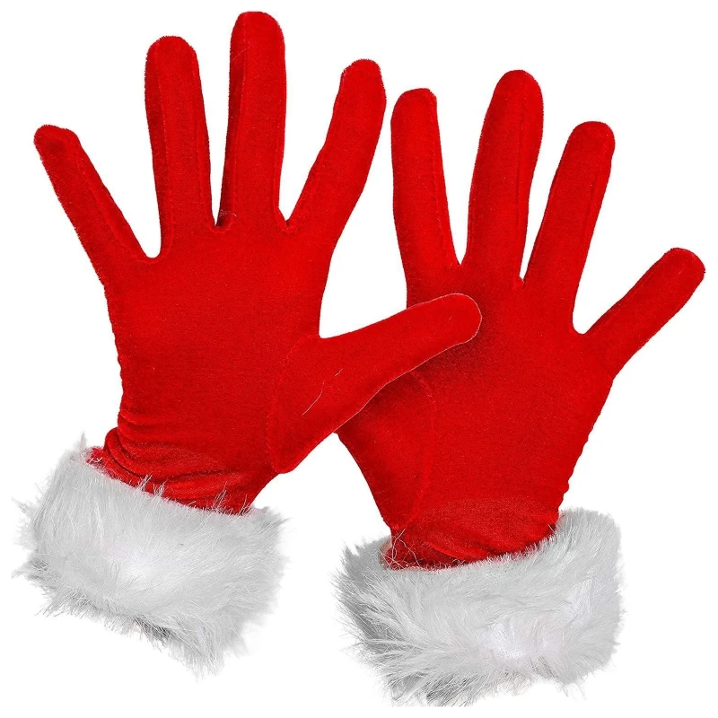 Women Girls Cosplay Gloves Mittens Windproof Winter Plush Cute Santa Gloves Thick Warm Coldproof Keep Hand Warm