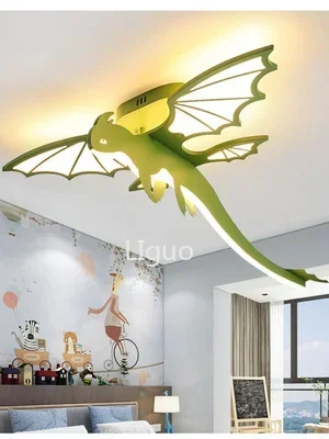 

Dinosaur green three-dimensional fire-breathing dragon lovely ceiling lamp creative cartoon boy bedroom pterosaur ceiling lamp