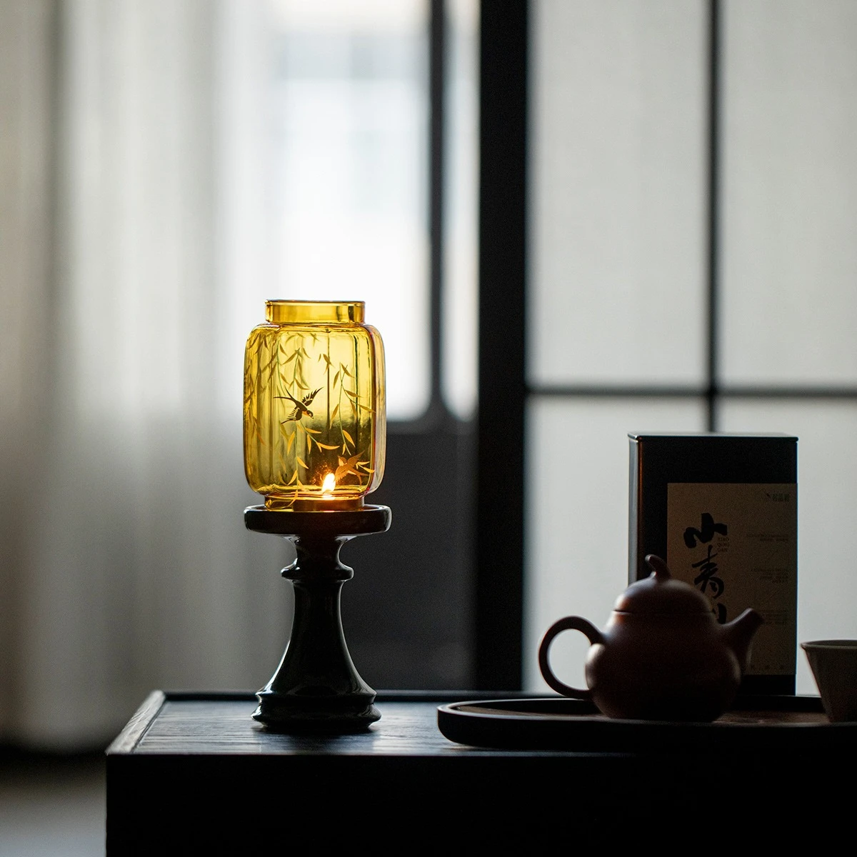 New Chinese-Style Emerald Candlestick with Swallow-Return Atmosphere Tea Ceremony Accessory Desktop Decorative |Scented Candle