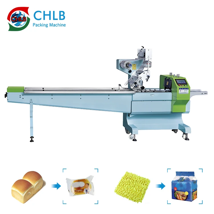 Automatic Pillow Packaging Commodities Biscuit Mooncake Bakery Bread Wrapping Cookie Flow Packing Machine for Food