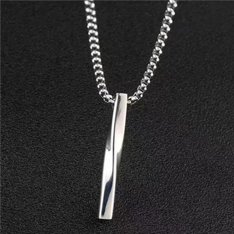 Stainless Steel Fashion Geometric Twist Long Pendant Necklace Men\'s Personalized Fashion Hip-hop Trend Jewelry