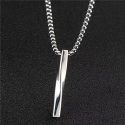 Stainless Steel Fashion Geometric Twist Long Pendant Necklace Men's Personalized Fashion Hip-hop Trend Jewelry