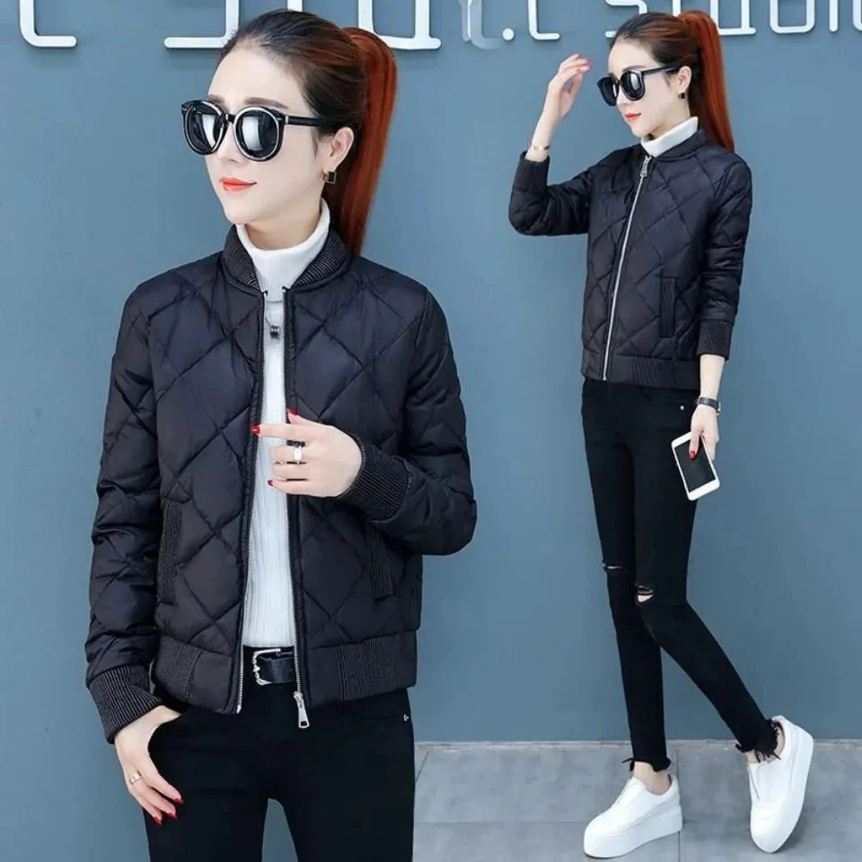 

2023Autumn/Winter quilted cotton-padded jacket Women's coat Zipper long sleeve jacket cotton-padded jacket short coat