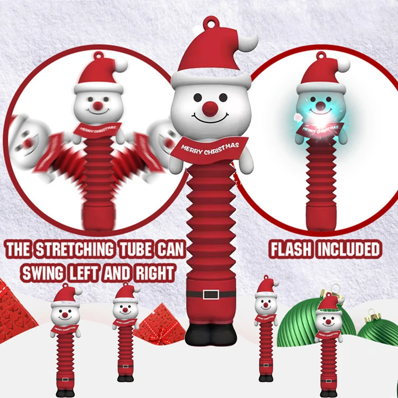 Tubo de tubo Led de Papá Noel, juguete sensorial retráctil para aliviar el estrés, juguete antiestrés, recuerdos de fiesta para niños, regalos de navidad