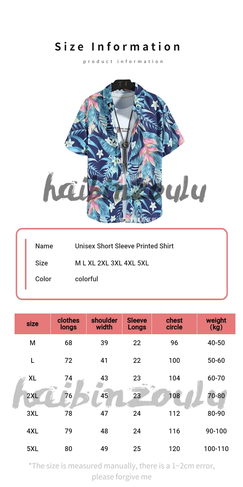 Haibinzoulu-camisa de playa de manga corta para hombre, Top estampado