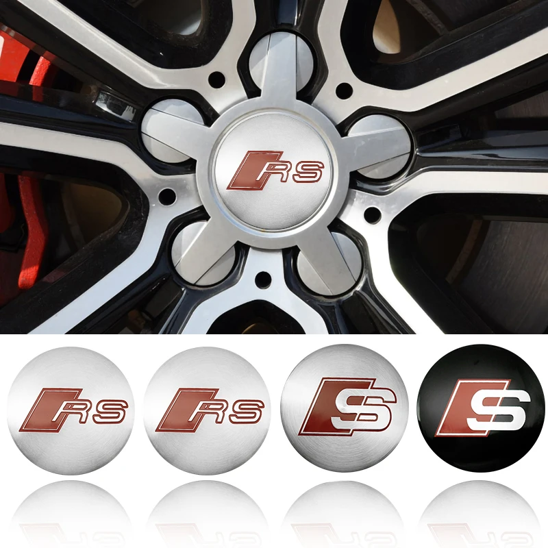 4 unids/set 56mm RS Logo tapacubos de centro de rueda de coche insignia pegatinas para Audi A1 A3 8P 8V A4 A5 A6 A7 A8 Q3 Q5 Q7 Q8 Sline TT B3 B4 B5