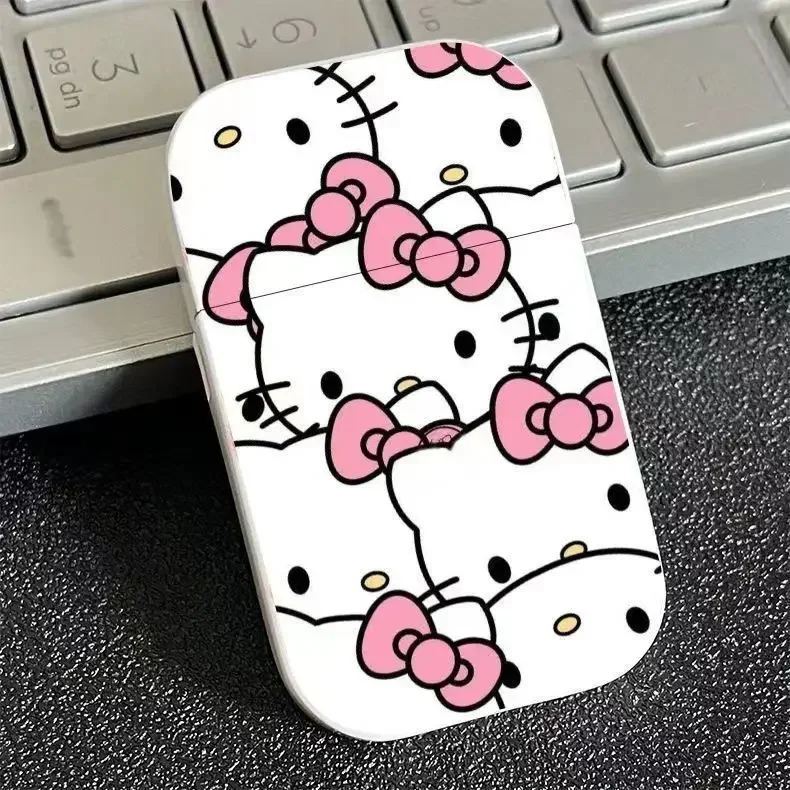 Cute Net Red Ins Sanrio Cartoon Lighter Melody Kulomi Hello Kitty Kawaii Gas Lighters Red Flame Windproof Lighter Girl\'s Gift