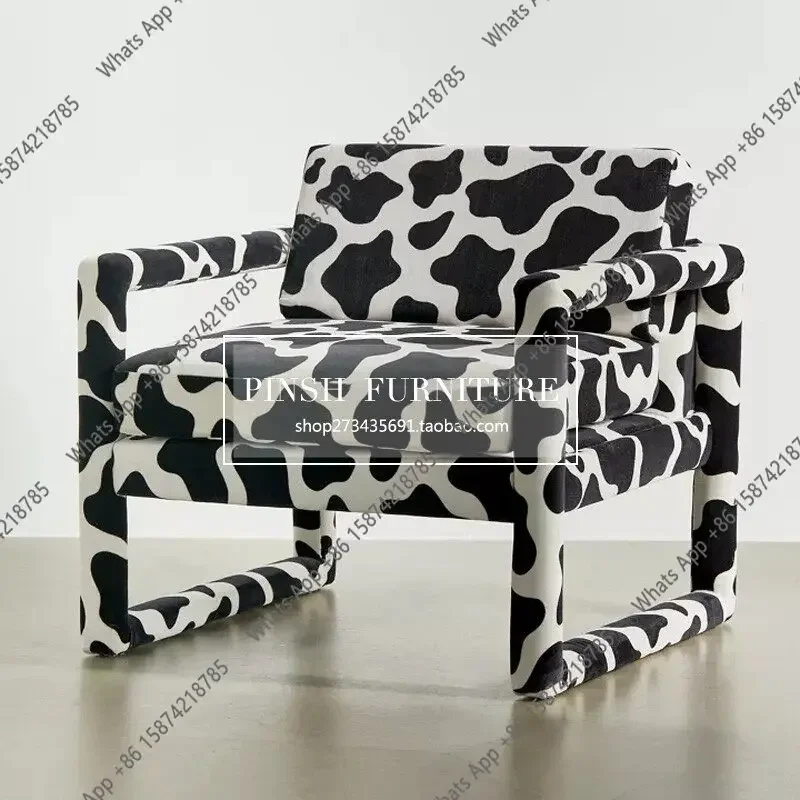 G Nordic Simple Modern Black And White Spotted Fabric Single Sofa Chair American Light Luxury Designer Creative Leisure Chair