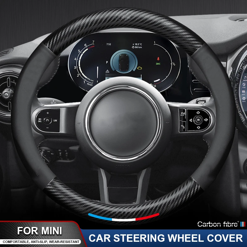 

Car Carbon Fiber Steering Wheel Cover For BMW Mini Cooper JCW Clubman Countryman Clubvan Coupe R50 R55 R56 R57 R58 F56 F57 F60
