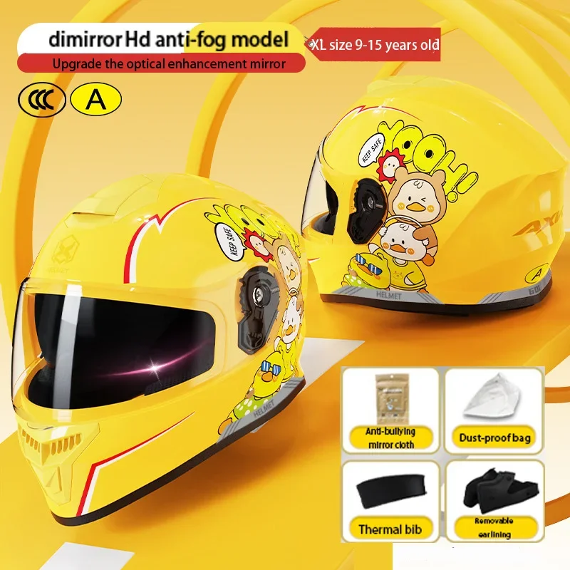 Cartoon Kid Moto Opklapbare integraalhelm voor jongens Meisjes Kinderen Dubbel vizier PP-materiaal Elektrische motorraceveiligheidshelm