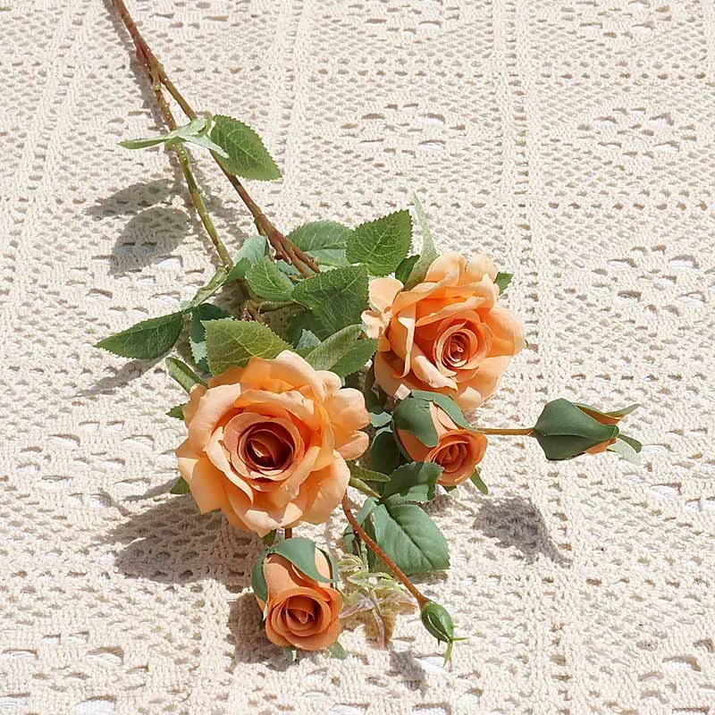 65cm 5 Heads Artificial Rose Flower Branch Wedding Floral Arrangement Accessories Bridal Bouquet Props