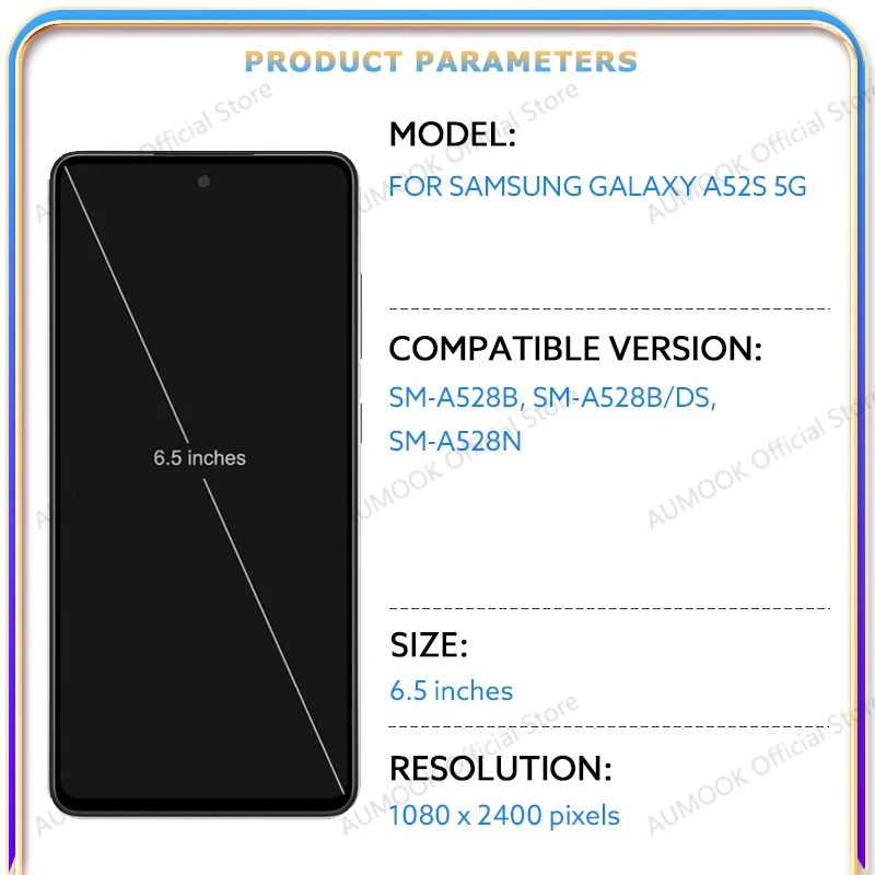 AMOLED LCD For Samsung Galaxy A52s 5G A528 LCD Display Touch Screen Digitizer Assembly Panel A528B A528N Repair Part Replacement