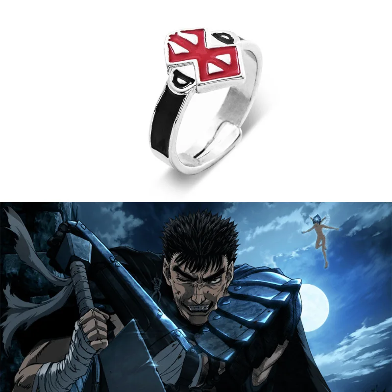 Hot Berserk Anime Sword Wind Legend Peripheral Imprinted Ring The Same Style As The Gus Brand for Friends Gifts Personality Wave