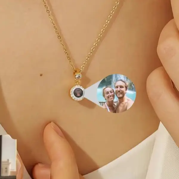 

Zircon Pendant Photo Projection Necklace Round Custom Photo Necklace Valentine Day Gift Memorial Gift 925 Silver Jewelry Foe Her