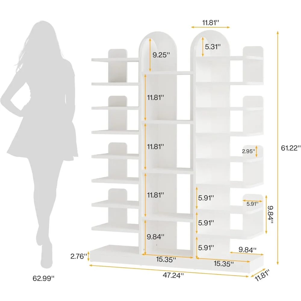 13-Tier Shoe Rack, Freestanding Tall Entryway  Organizer with Open Shelves, 40 Pairs Wide Wooden  Shelf  Storage