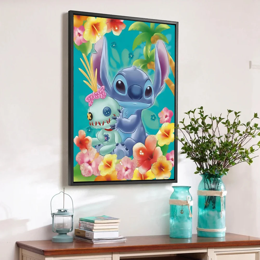 5D Blue Pink Lilo & Stitch X-626 Disney Colorful Graffiti Cartoon Love DIY Hand Diamond Painting Embroidery Kids Home Decor Gift