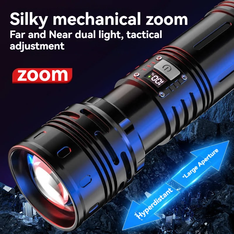 مصباح يدوي مصنوع من سبائك الألومنيوم، قوي وقابل لإعادة الشحن، فائق السطوع، طويل المدى، بطارية وهج الرماية، راقية #5