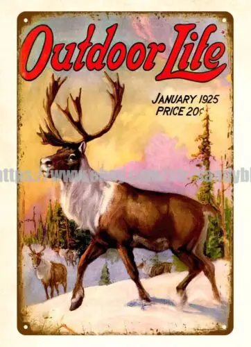 1925 outdoor life deer longhorn sportsman hunting wildlife metal tin sign