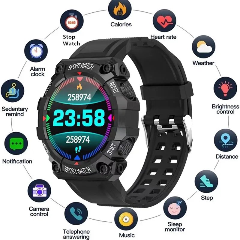 2023 FD68S Smart Watch Round Color Screen Heart Rate Bluetooth Connection Pedometer Music Weather Outdoor Smart Sports Bracelet