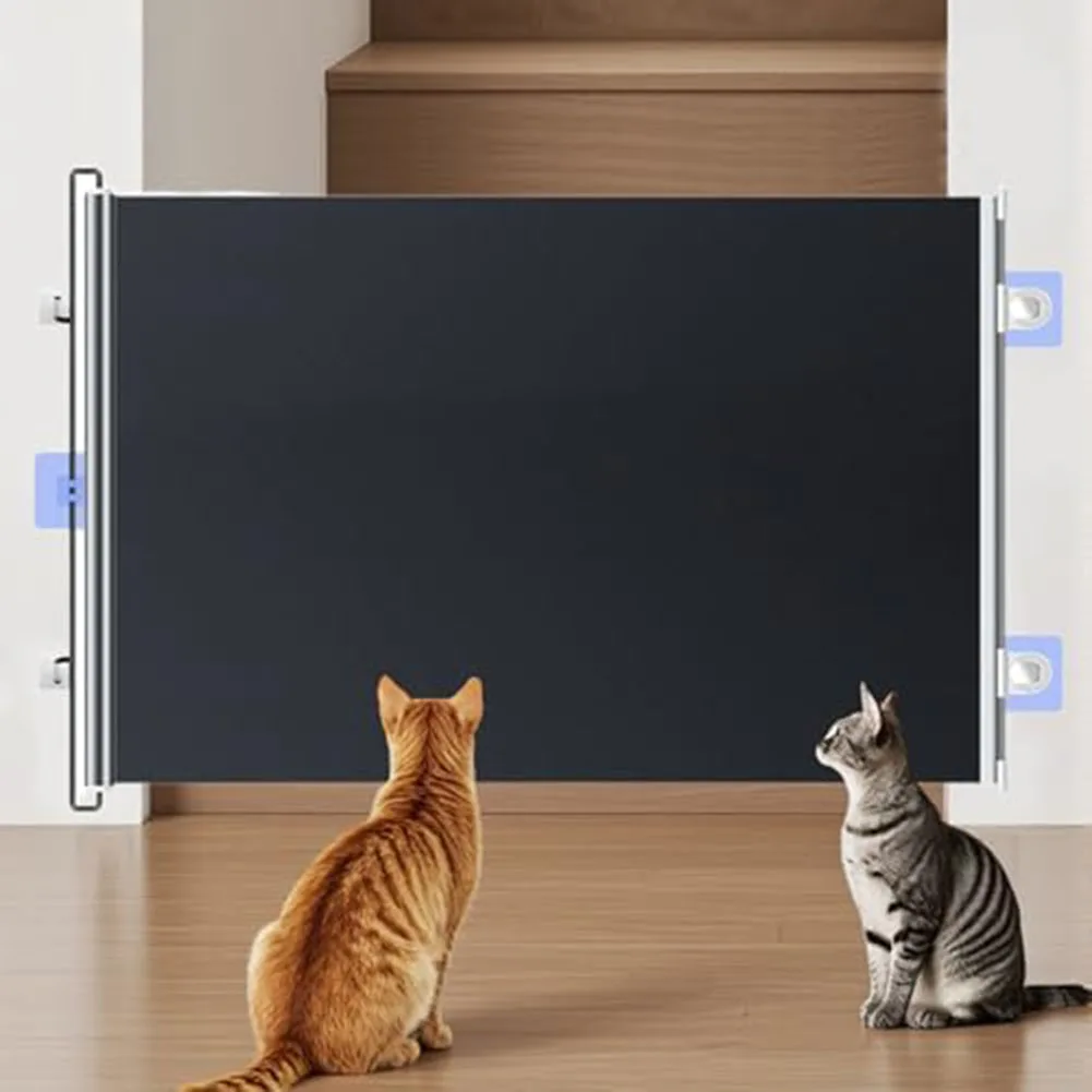Retractable Gate Lightweight Scratch Resistant Safety Barrier Adjustable Width up to 125cm for Pets and Babies Use
