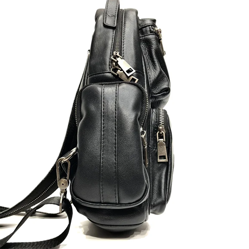 Natural Leather Backpacks For Women 2022 New Real Leather Multi-pocket Travel Female Bag Black Chest School Bag Mochila Femenina