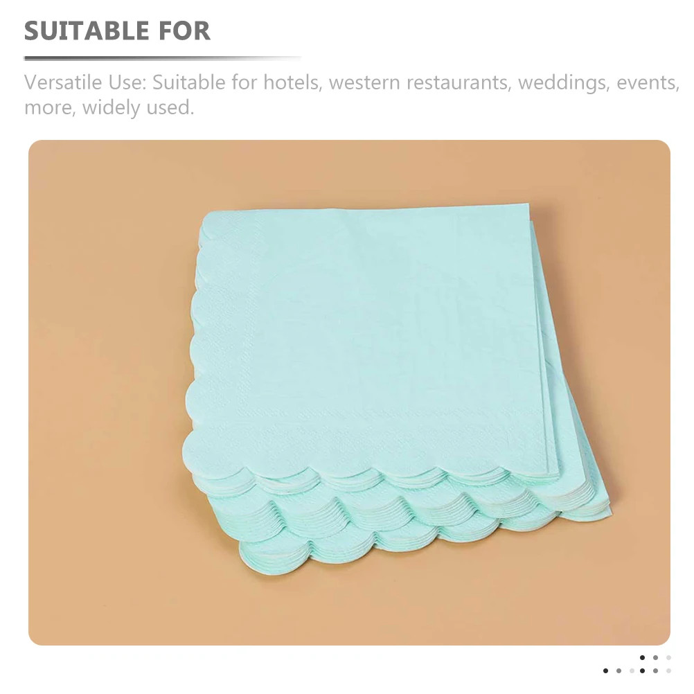 

16 Pcs Wave Edge Napkins 33cm Mint Green Disposable Party Accessories Banquet Hotel Decorative Paper Napkins Stylish Table Fit