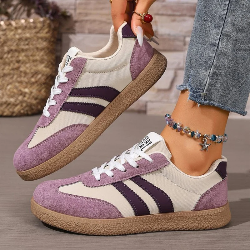 

Spring Flat Heel Sports Shoes for Women Fashion Mix Color Vulcanized Shoes Woman Non Slip Wear Resistant Sneakers Female