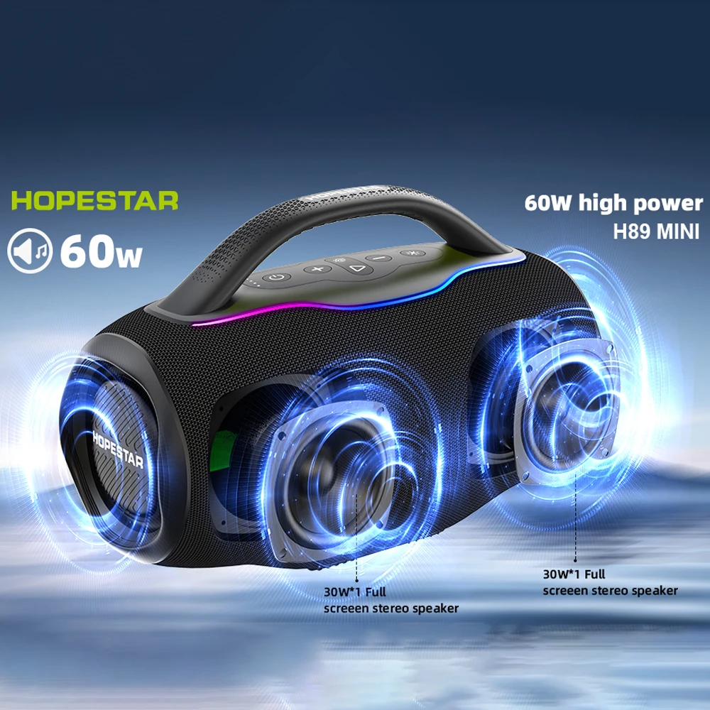 HOPESTAR H89mini Handheld Outdoor High Power Portable Wireless Bt Speaker 60Wattage Battery 6000mAh Handheld Waterproof