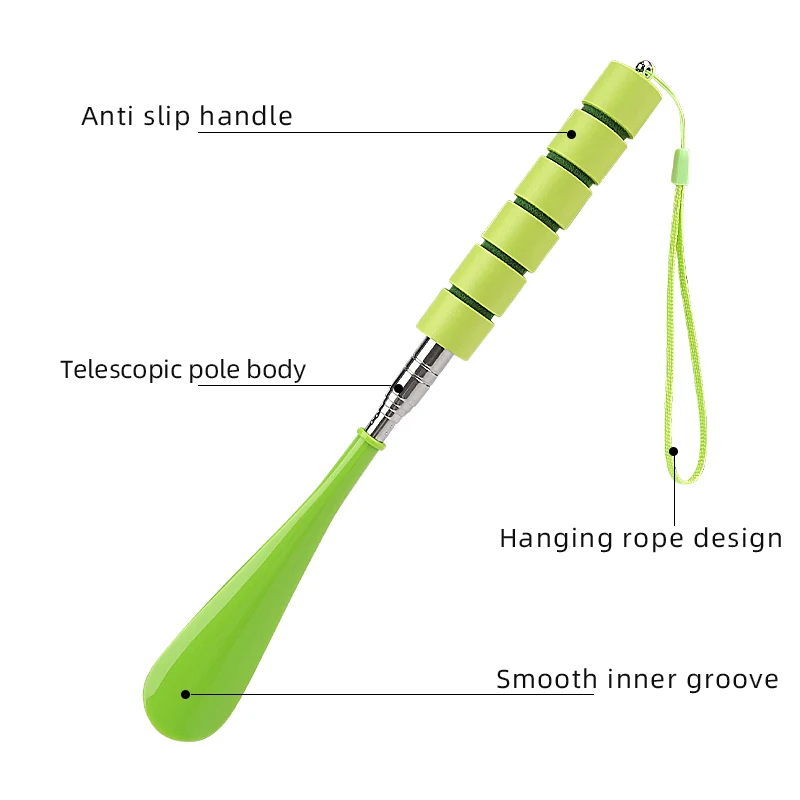 Stainless Steel Retractable Shoe Horn with Hanging Design Adjustable Length No Bending Lazy Shoe Helper for Easy Putting on