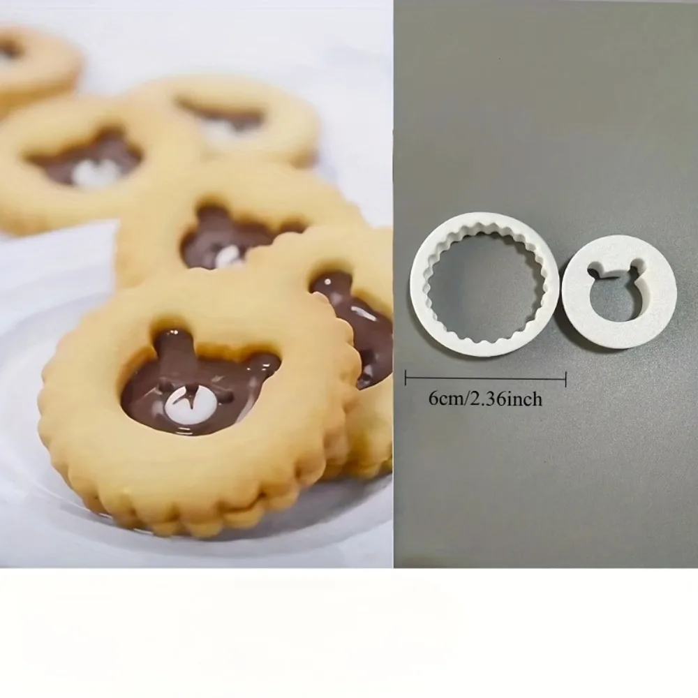 Bear Jam Sandwich Cookie Cutter 3D Pressable Fondant Stamp  Teddy Bear Biscuit Mold for Baking & Cake Decoration Supplies - view 2