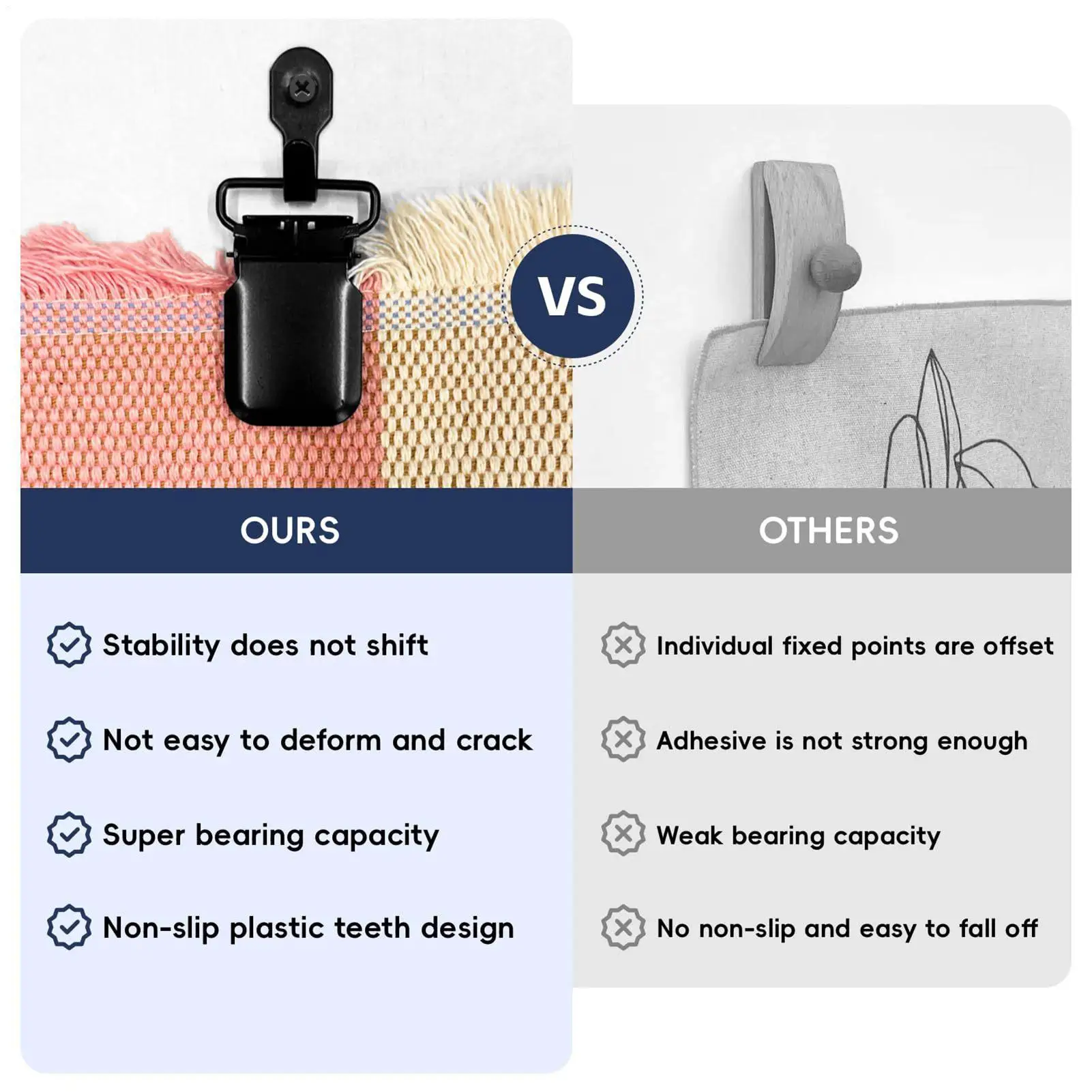Tapestry Wall Hangers 4 Pieces Non-Slip Removable Clip Metal Clips For Rugs Carpet Display For Display Pictures Posters Frames