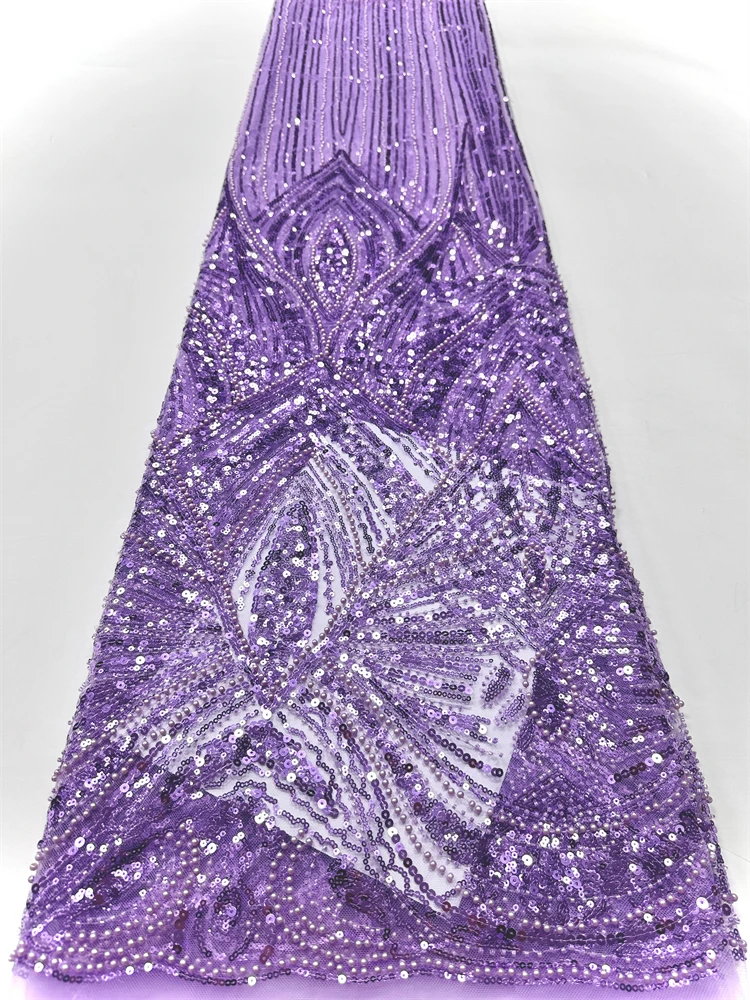 Африканская кружевная ткань с блестками, французская кружевная ткань ручной работы с вышивкой бисером, сетчатый материал с бусинами для вечернего платья в Нигерии