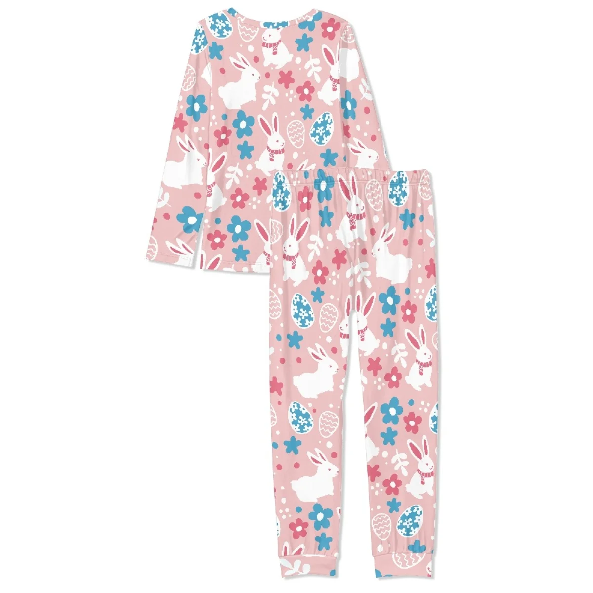 Noisydesigns Pink Rabbit Flowers Prints Womens Pajamas Sets Top Femme Cute Long Shirt With Panty Girls Clothing School Home 2024